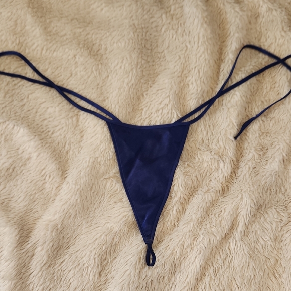 Satin Lace-Up Chemise in Deep Blue - Picture 5 of 6